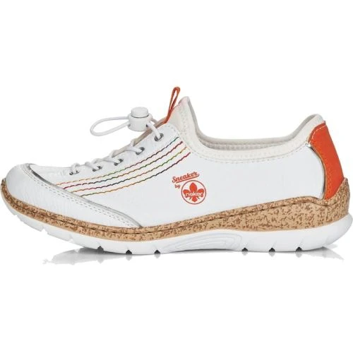 Rieker Womens N42T0 Slip On Shoe - White Orange 4 Rieker Womens N42T0 Slip On Shoe - White Orange - Image 2