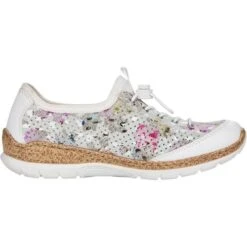Rieker Womens N42V1 Shoes - Off White Floral -Shoe Sales Shop Rieker N42V1 90 Multi 3 6