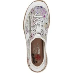 Rieker Womens N42V1 Shoes - Off White Floral -Shoe Sales Shop Rieker N42V1 90 Multi 4 6