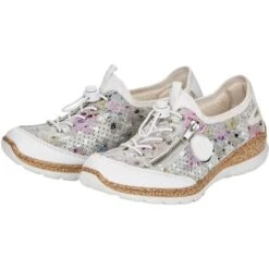 Rieker Womens N42V1 Shoes - Off White Floral -Shoe Sales Shop Rieker N42V1 90 Multi 5 6