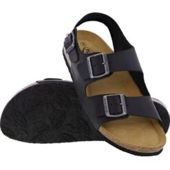 Plakton Mens Saul Malaga Adjustable Slide Sandals - Black -Shoe Sales Shop SaulMalaga 175113 NEGRO A855845