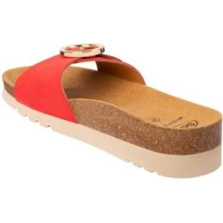 Scholl Womens Malibu Mule Adjustable Slide Sandals - Red -Shoe Sales Shop Scholl MalibuMule Red 4 5