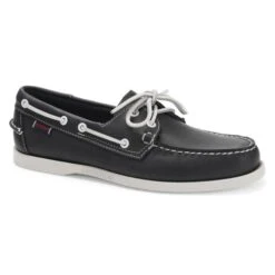 Sebago Mens Dockside Portland Leather Boat Deck Shoes - Blue Navy