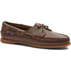 Sebago Womens Jacqueline Leather Deck Shoe - Dark Brown Gum