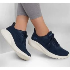 Skechers Womens Bobs Squad Chaos Face Off WIDE FIT Trainers - Navy -Shoe Sales Shop Skechers 117209W Nvy 2 8