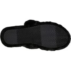 Skechers Womens Cozy Wedge Vegan Faux Fur Slide Slippers - Black Black -Shoe Sales Shop Skechers CozyWedge Black 3 5