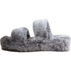 Skechers Womens Cozy Wedge Vegan Faux Fur Slide Slippers - Grey -Shoe Sales Shop Skechers CozyWedge Gray 2 5