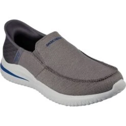 Skechers Mens Delson 3.0 Cabrino Slip Ins Trainers - Black Grey -Shoe Sales Shop Skechers DelsonCabrino Gray 5 11