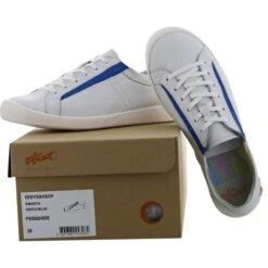 Softinos By Fly London Womens Iddy Trainers - White Blue Elastic -Shoe Sales Shop Softinos Iddy WhiteBlue PAIR 6