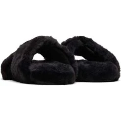 Toms Womens Susie Vegan Cross Over Slippers - Black Faux Fur 11 Toms Womens Susie Vegan Cross Over Slippers - Black Faux Fur -Shoe Sales Shop Toms SusieSlipper Black 1 5