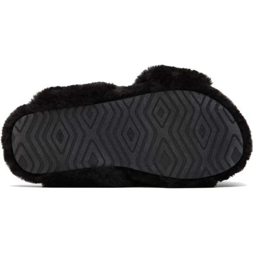 Toms Womens Susie Vegan Cross Over Slippers - Black Faux Fur 7 Toms Womens Susie Vegan Cross Over Slippers - Black Faux Fur - Image 5
