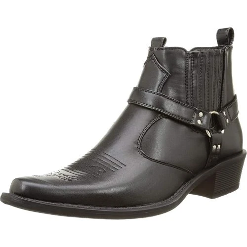 US Brass Mens Eastwood Western Cowboy Boots - Black 4 US Brass Mens Eastwood Western Cowboy Boots - Black - Image 2