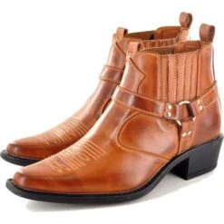 US Brass Mens Eastwood Western Cowboy Boots - Tan -Shoe Sales Shop UKD EastwoodM183BT Tan 4 10