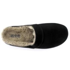 Strive Womens Vienna Orthotic Slippers - Black Nubuck -Shoe Sales Shop Vienna allblack top view 6580608 1