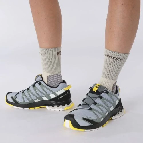 Salomon Womens XA Pro 3D V8 GTX Waterproof Shoes - Zen Blue White Golden Kiwi 9 Salomon Womens XA Pro 3D V8 GTX Waterproof Shoes - Zen Blue White Golden Kiwi - Image 7