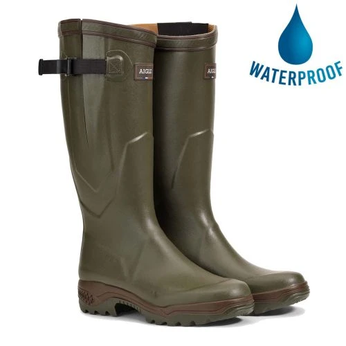 Aigle Parcours 2 Vario Adjustable Mens Womens Wellies Rain Boots - Khaki 3 Aigle Parcours 2 Vario Adjustable Mens Womens Wellies Rain Boots - Khaki