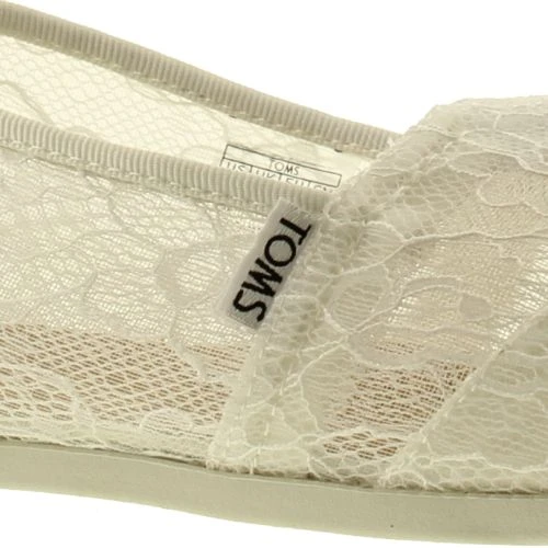 Toms Womens Classic Lace Slip On Espadrille Shoes - White Lace 6 Toms Womens Classic Lace Slip On Espadrille Shoes - White Lace - Image 4
