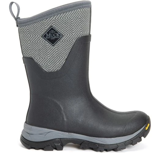 Muck Boots Womens Arctic Ice Mid Short Wellies - Black Grey Geometric 5 Muck Boots Womens Arctic Ice Mid Short Wellies - Black Grey Geometric - Image 3