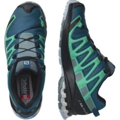 Salomon Womens XA Pro 3D V8 GTX Waterproof Shoes - Leigon Blue Trooper Mint -Shoe Sales Shop egionBlueTrooperMintLeaf 6776644