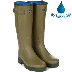 Le Chameau Mens Wellies Chasseur Neoprene Zip Wellington Boots - Vert Vierzon
