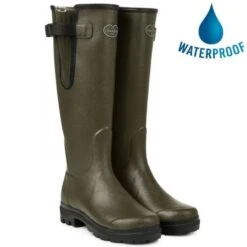 Le Chameau Mens Vierzon Jersey Lined Wellies Rain Boots - Vert Chameau
