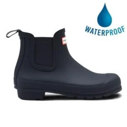 Hunter Womens Original Chelsea Short Wellies Rain Boots - Navy