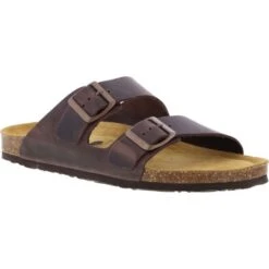 Plakton Mens Seth Malaga Adjustable Slide Sandals - Dark Brown