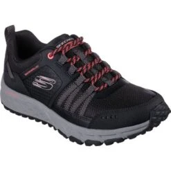 Skechers Womens Escape Plan Water Resistant Walking Shoes - Black Hot Pink