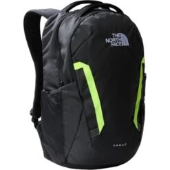 North Face Vault Backpack Rucksack Laptop Shoulder Bag - TNF Black Heather LED Yellow