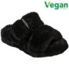 Skechers Womens Cozy Wedge Vegan Faux Fur Slide Slippers - Black Black -Shoe Sales Shop ps3216 1 v