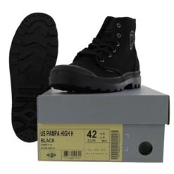 Palladium Mens Pampa Hi Canvas Combat Ankle Boots - Black -Shoe Sales Shop um USPampaHighH Black SOLE561123